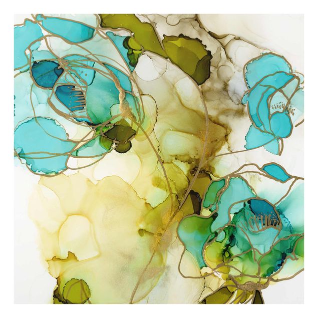 Glass print - Flower Facets In Watercolour