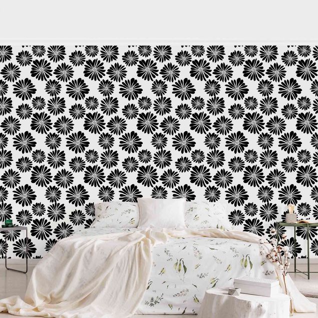 Wallpaper - Flower Pattern Hawaii In Black