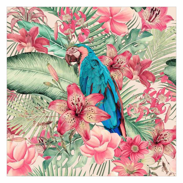 Walpaper - Floral Paradise Tropical Parrot