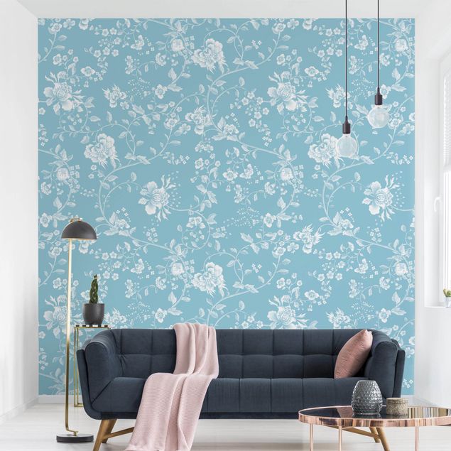 Wallpapers Flower Tendrils On Blue