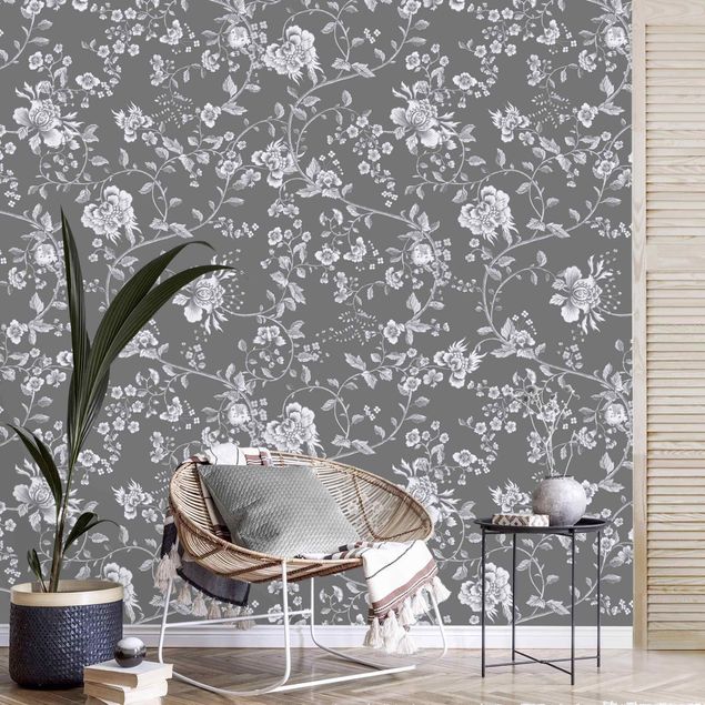 Wallpapers Flower Tendrils On Gray