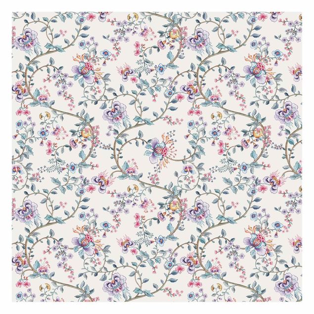 Wallpaper - Flower Tendrils In Pastel Colours