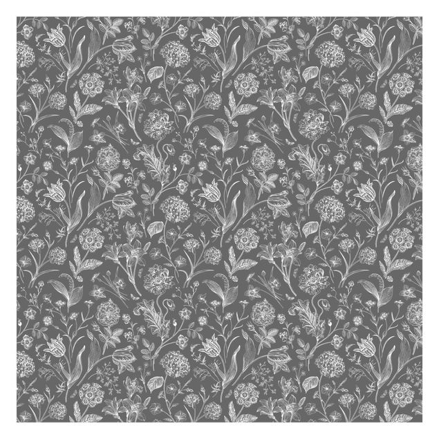 Wallpaper - Flower Dance On Gray