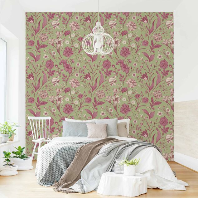 Wallpapers Flower Dance In Mint Green And Pink Pastel