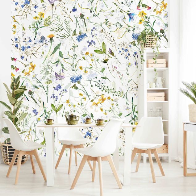 Wallpaper - Flower Meadow In Watercolour