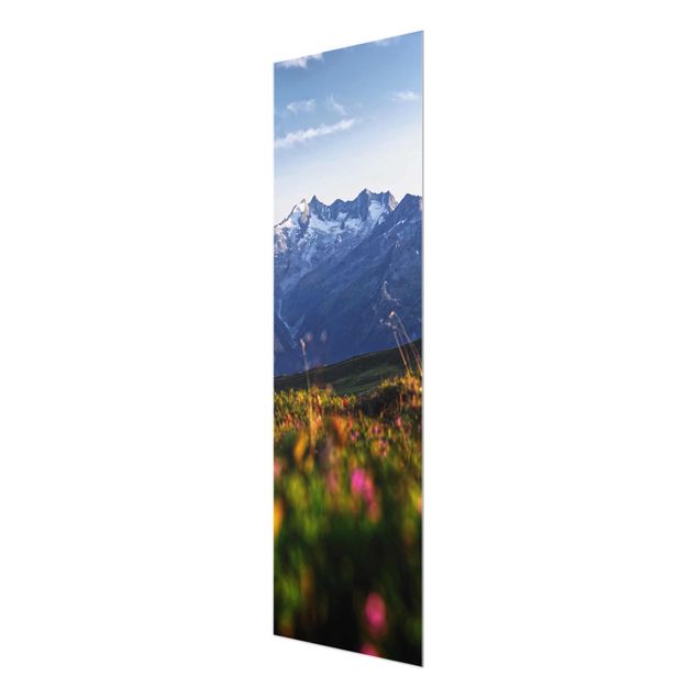 Glass print - Flowering Meadow In The Mountains
