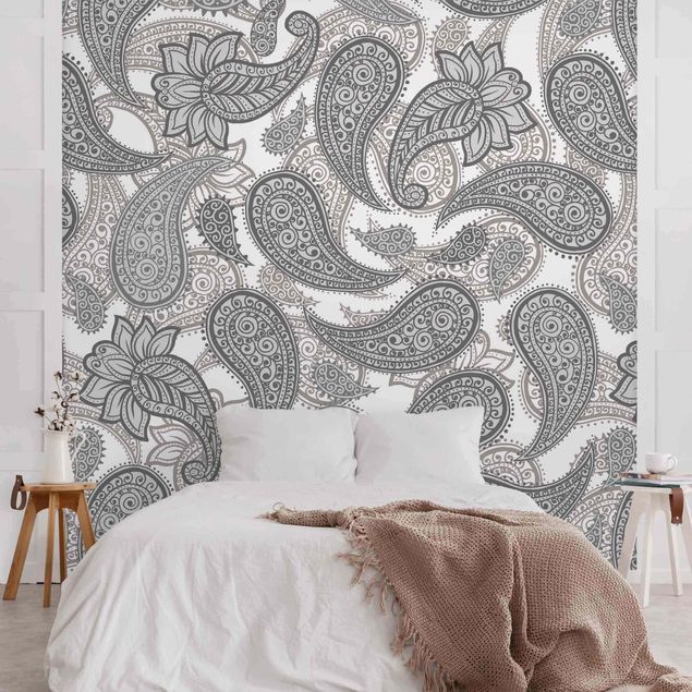 Wallpaper - Boho Mandala Pattern In Grey