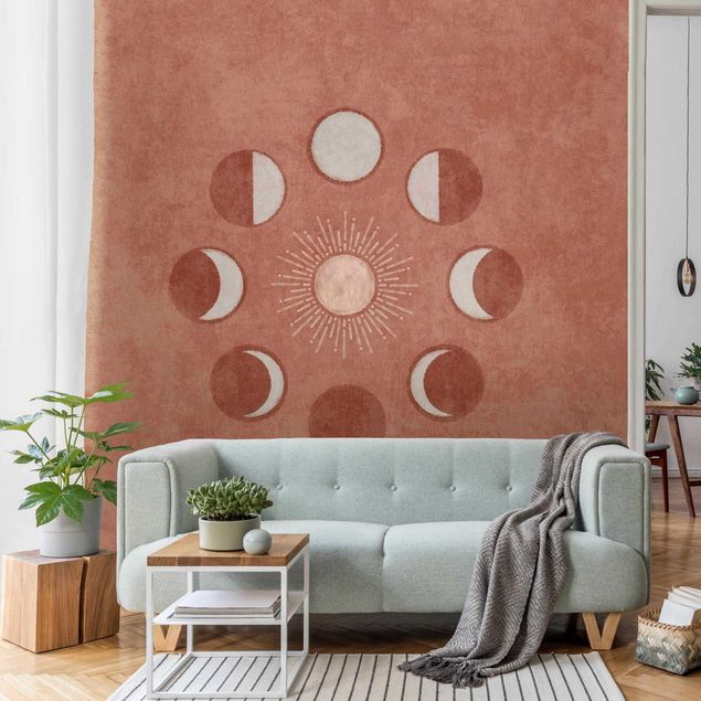 Wallpapers Boho Phases Of the Moon With Sun
