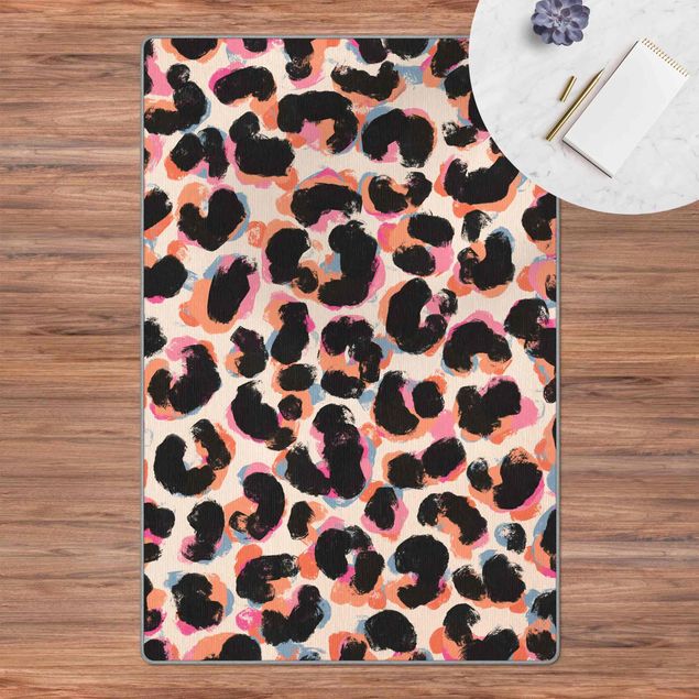 black floor mats Candy Coloured Leopard Pattern