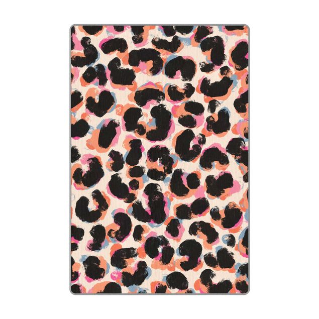 flat weave rug Candy Coloured Leopard Pattern