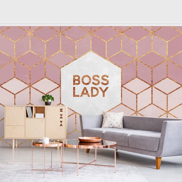 Wallpaper - Boss Lady Hexagons Pink