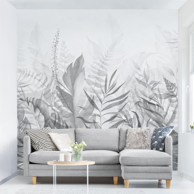 Wallpapers Botany - Tropical Leaves Grey
