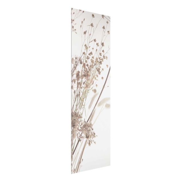Glass print - Bouquet Of Ornamental Grass And Flowers