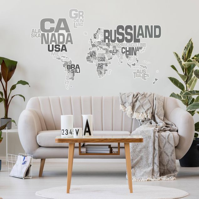 Wall stickers Letters world map gray