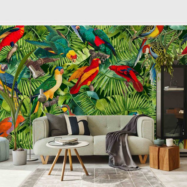 Wallpapers Colourful Collage - Parrots In The Jungle