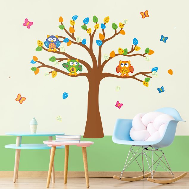 Owl wall decal Colorful owls