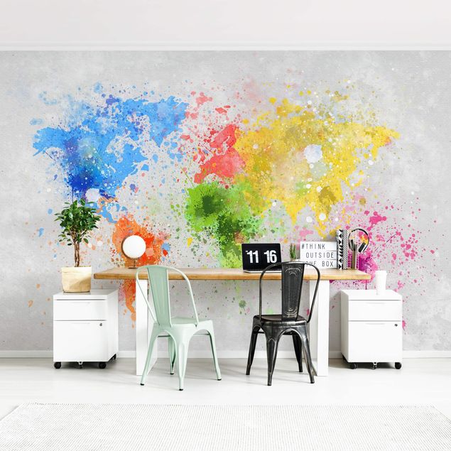 Wallpaper - Colourful Splodges World Map