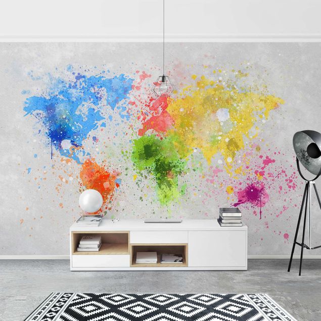 Wallpaper - Colourful Splodges World Map