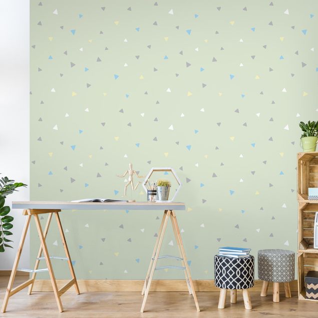 Wallpapers Colourful Drawn Pastel Triangles On Green