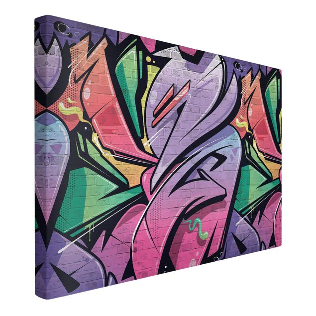 Canvas print - Colourful Graffiti Brick Wall