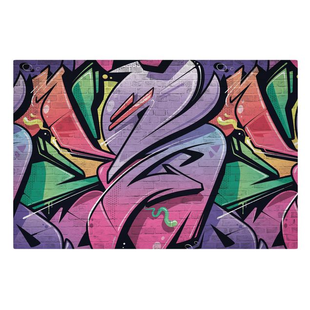 Canvas print - Colourful Graffiti Brick Wall