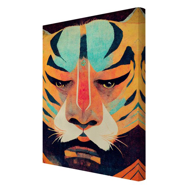 Print on canvas - Colourful Tiger Illustration - Portrait format 2x3