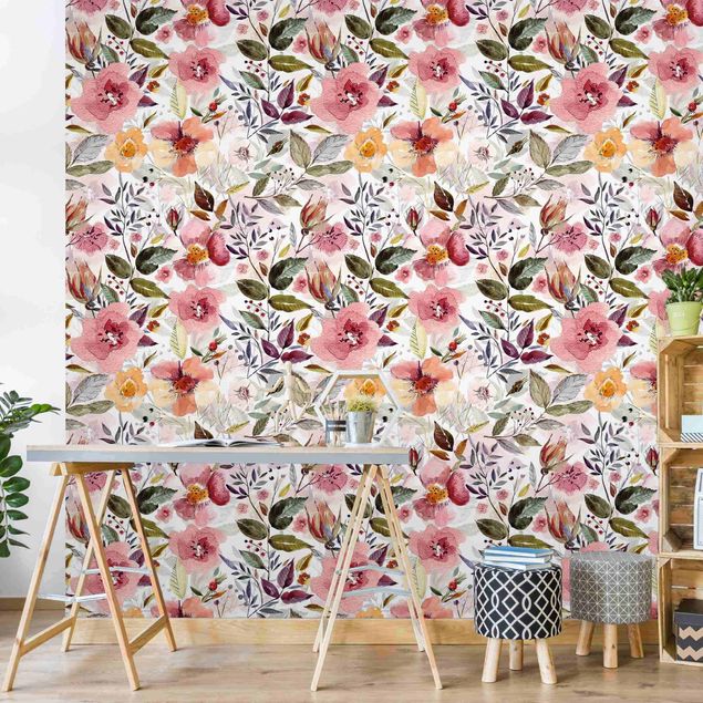 Wallpapers Colourful Flower Mix With Watercolour