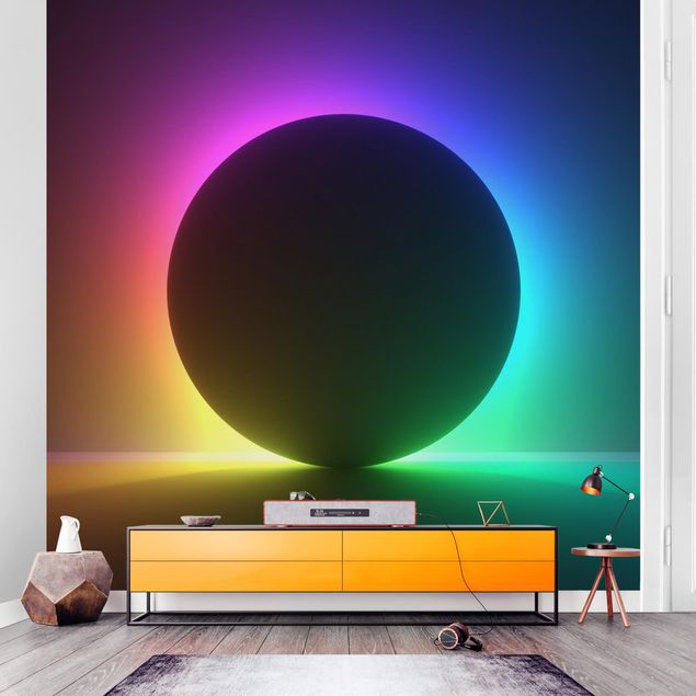 Wallpaper - Colourful Neon Light With Circle