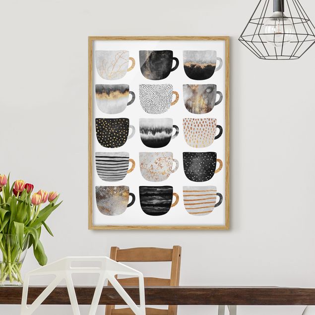Framed poster - Golden Mugs Black White