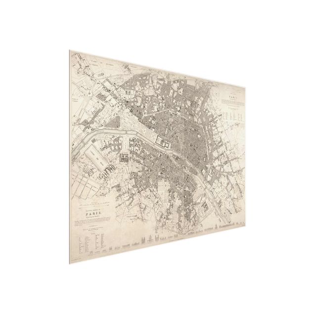 Glass print - Vintage Map Paris