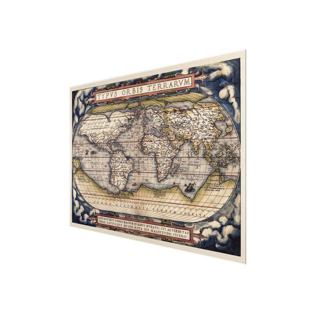 Glass print - Historic World Map Typus Orbis Terrarum