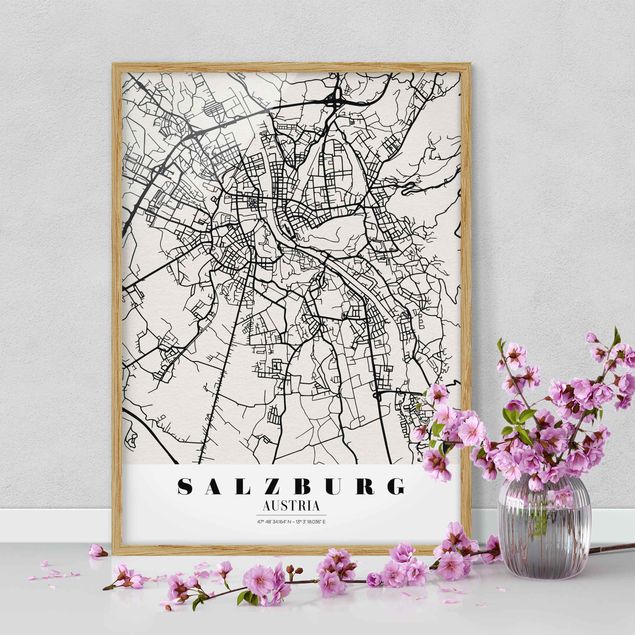 Framed poster - Salzburg City Map - Classic