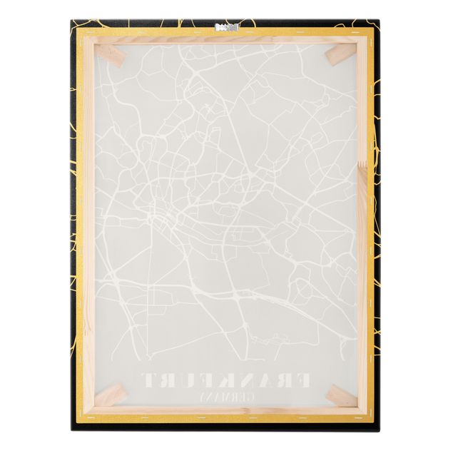 Canvas print gold - Frankfurt City City Map - Classic Black