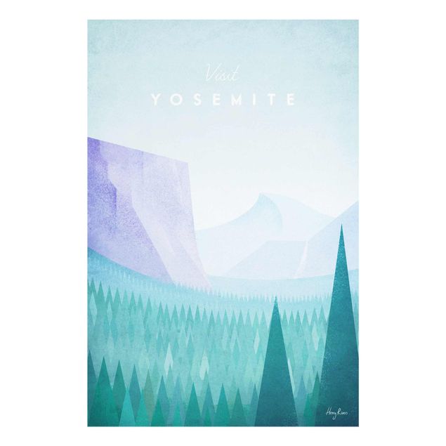 Glass print - Travel Poster - Yosemite Park