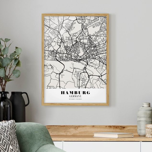 Framed poster - Hamburg City Map - Classic
