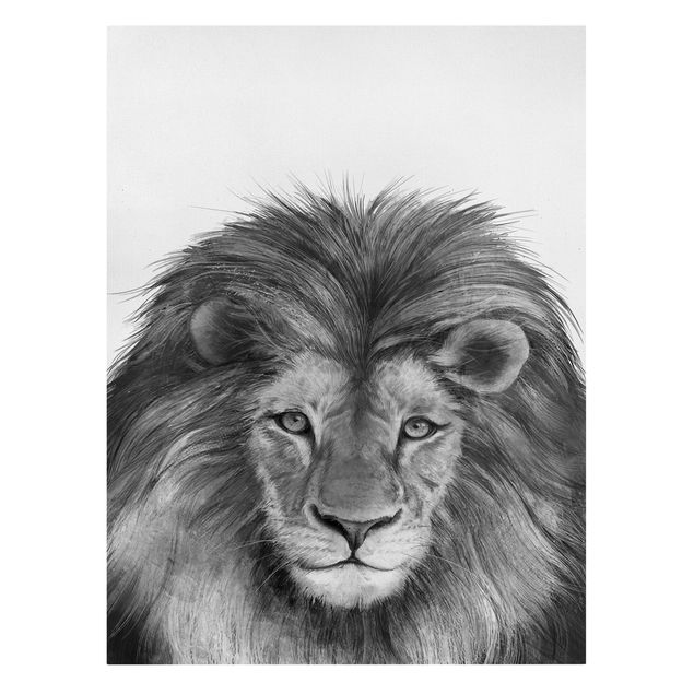 Canvas print - Illustration Lion Monochrome Painting