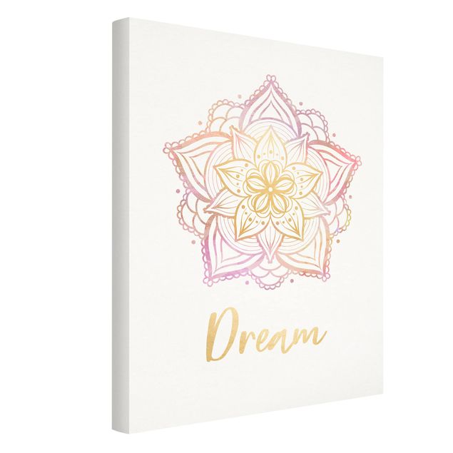 Print on canvas - Mandala Illustration Dream Gold Rose