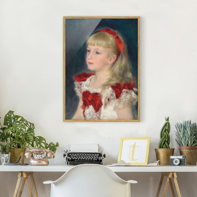 Framed poster - Auguste Renoir - Mademoiselle Grimprel with red Ribbon