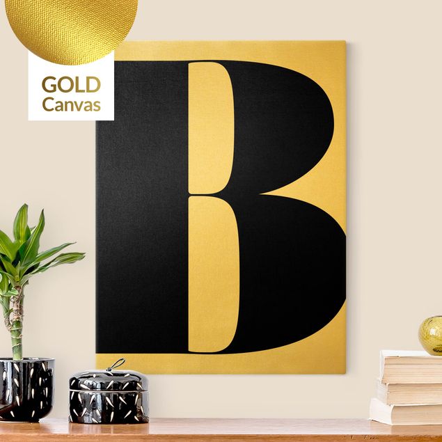 Canvas print gold - Antiqua Letter B