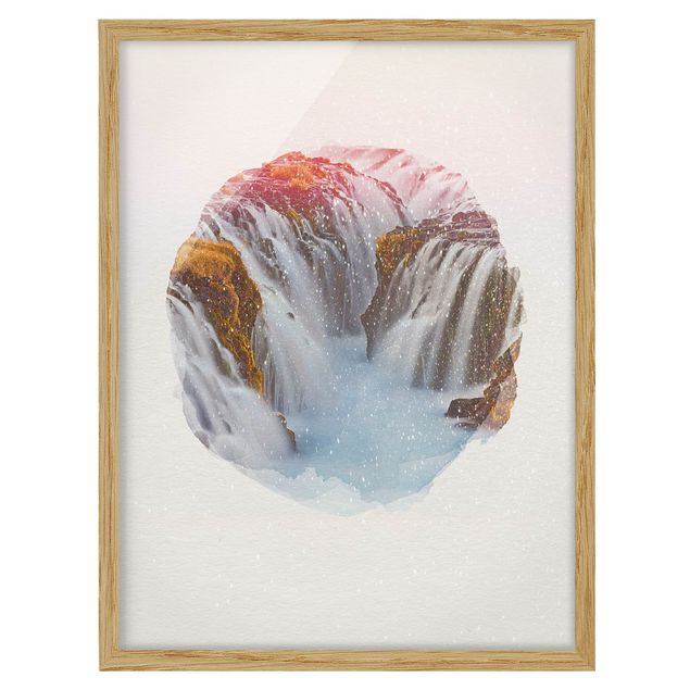 Framed poster - WaterColours - Bruarfoss Waterfall In Iceland