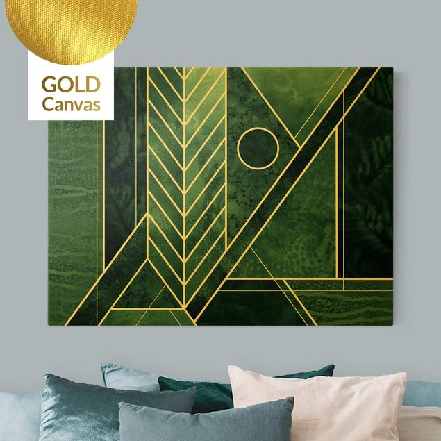 Canvas print gold - Golden Geometry - Emerald