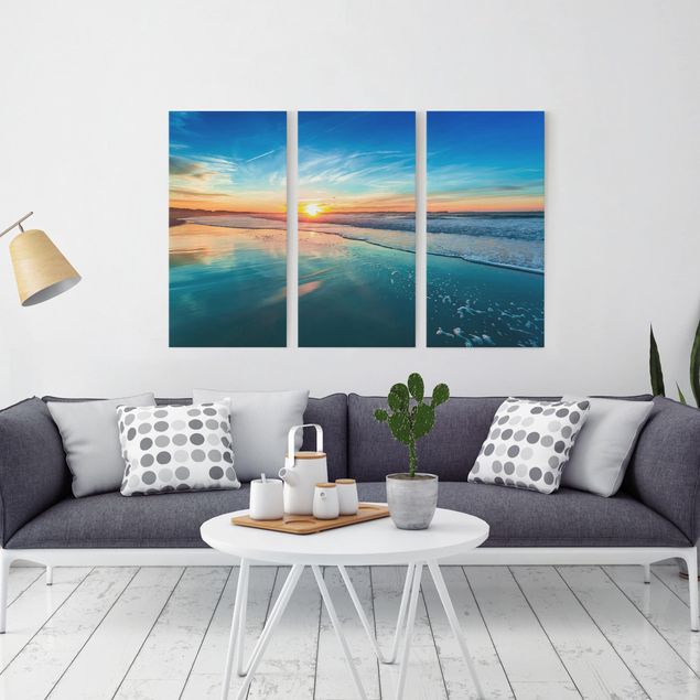 Print on canvas 3 parts - Romantic Sunset By The Sea