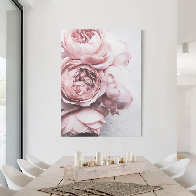 Canvas print - Light Pink Peony Flowers Shabby Pastel