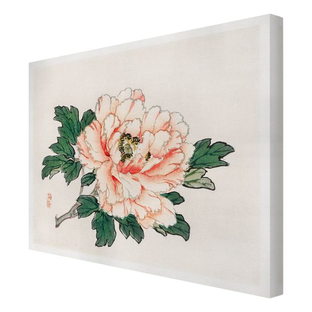 Print on canvas - Asian Vintage Drawing Pink Chrysanthemum