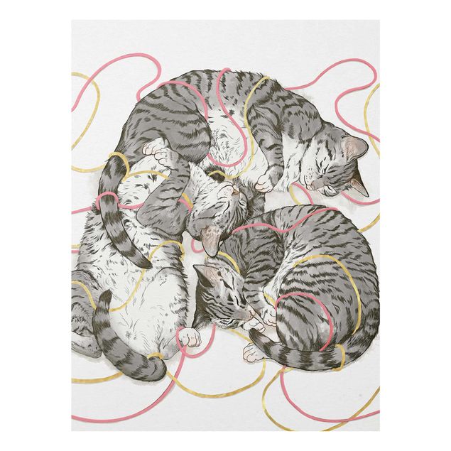 Glass print - Illustration Grey Cat Painting