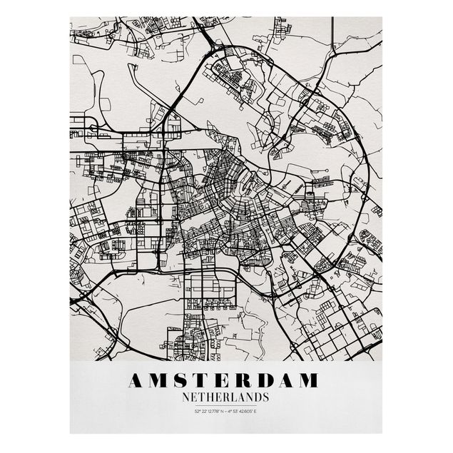 Print on canvas - Amsterdam City Map - Classic