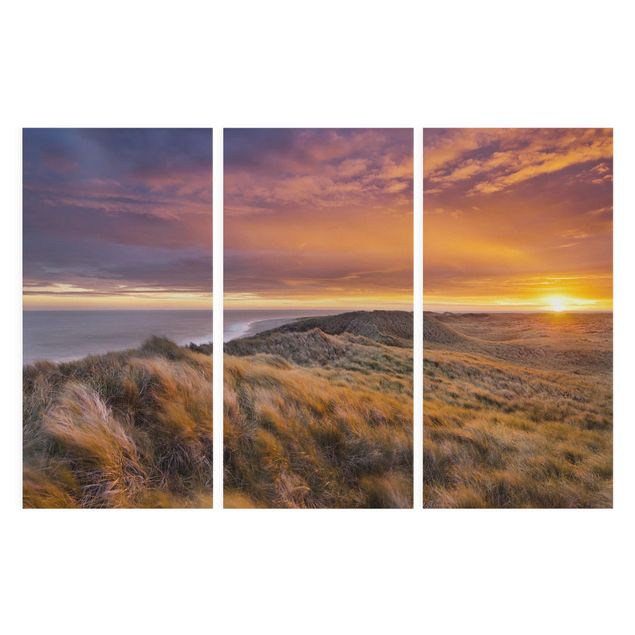 Print on canvas 3 parts - Sunrise On The Beach On Sylt