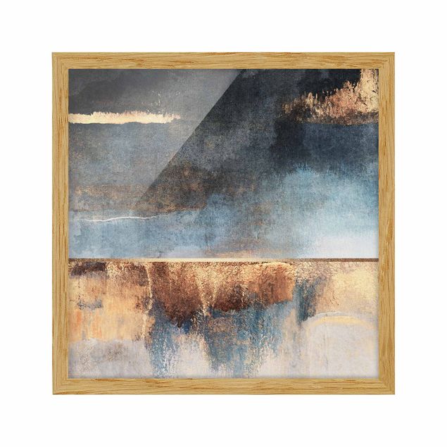 Framed poster - Abstract Lakeshore In Gold