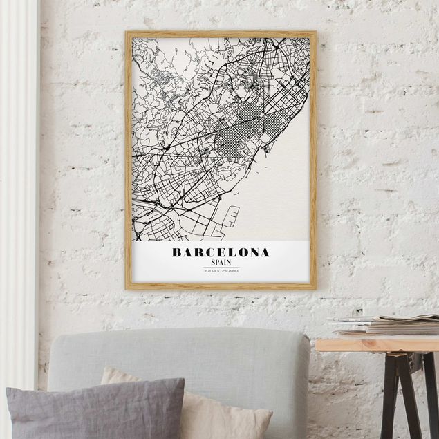 Framed poster - Barcelona City Map - Classic