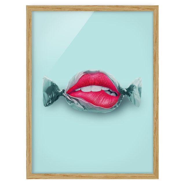 Framed poster - Candy With Lips